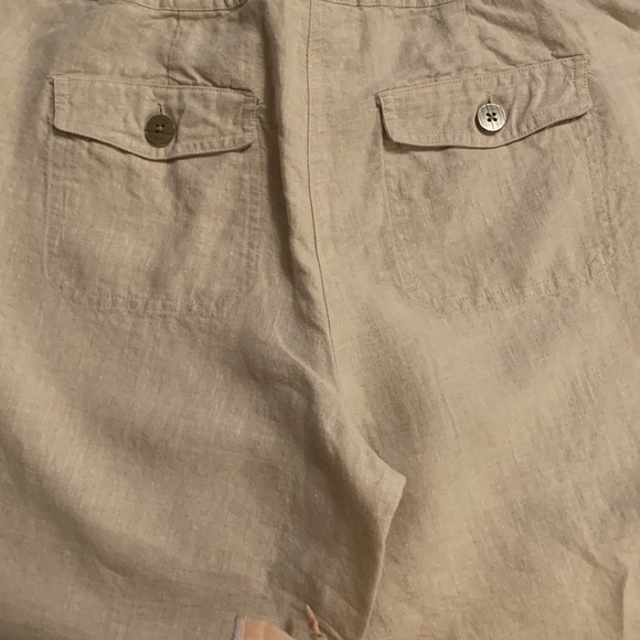 Linen Natural Rolled Hem Crops - Picture 8 of 14